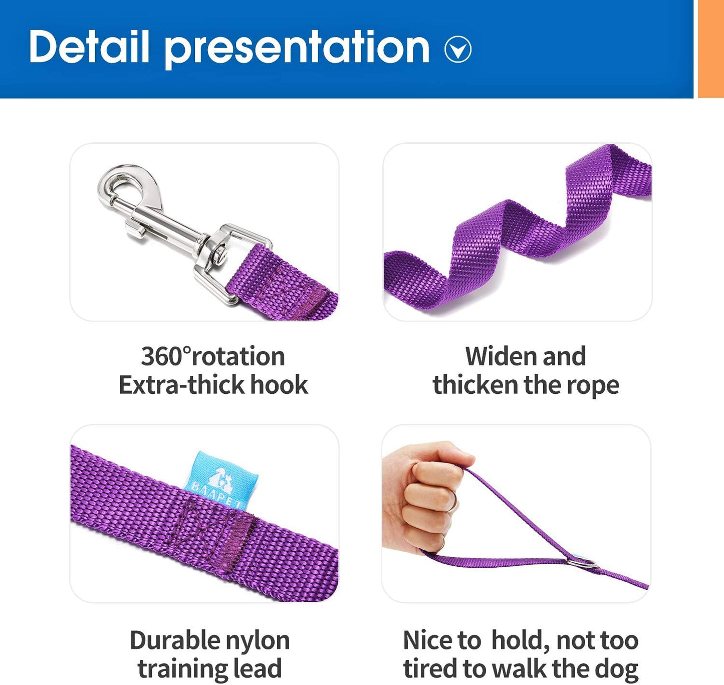 15 Ft, 20 Ft, 30 Ft, 50 Ft, 100 Ft Long Training Leash for Dog Cat Training, Play, Camping, or Backyard Lead with Free Training Clickers for Small, Medium and Large Dogs or Cats